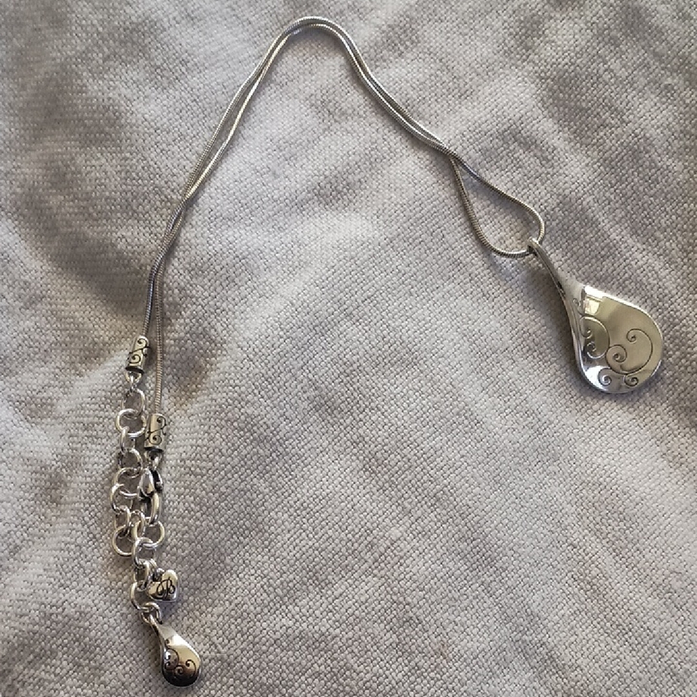 Brighton Silver Twirl Teardrop Necklace